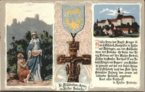 Andechs Kloster St. Elisabethen Kreuz Spruch / Andechs /Starnberg LKR