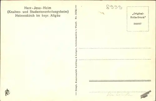 Heimenkirch Herz-Jesu-Heim Knaben Studentenerholungsheim Nonnen / Heimenkirch /Lindau LKR