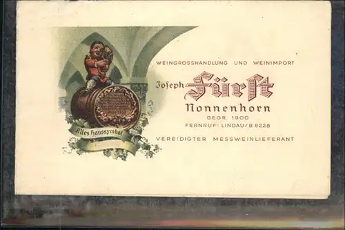 Nonnenhorn Weingrosshandlung Haussymbol Weinfass Aufklappkarte / Nonnenhorn /Lindau LKR
