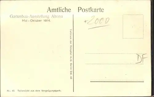 Altona Hamburg Gartenbau-Ausstellung Altona 1914 / Hamburg /Hamburg Stadtkreis