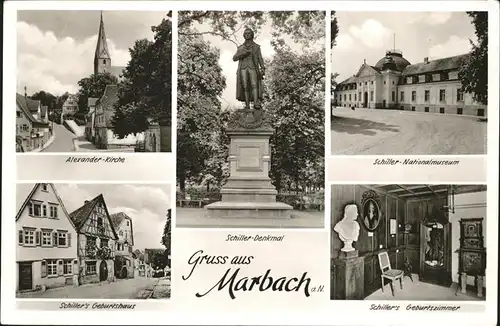 Marbach Neckar Schillers Geburtshaus Alexander Kirche  schiller Nationalmuseum Schiller Denkmal   / Marbach am Neckar /Ludwigsburg LKR