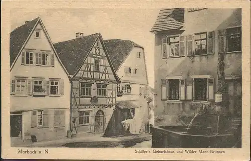 Marbach Neckar Schillers Geburtshaus Wilder Mann Brunnen / Marbach am Neckar /Ludwigsburg LKR
