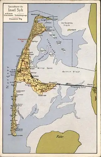 Insel Sylt Landkarte / Westerland /Nordfriesland LKR