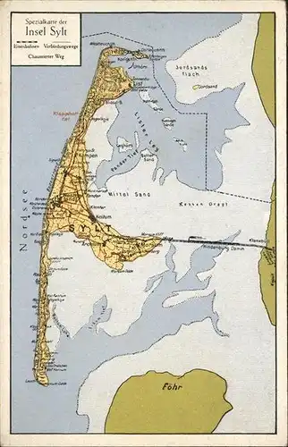 Insel Sylt Landkarte / Westerland /Nordfriesland LKR