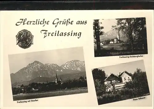 Freilassing Salburghofen Haus Schauer Staufen Wappen / Freilassing /Berchtesgadener Land LKR