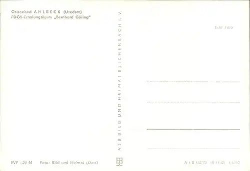 Ahlbeck Uecker-Randow FDGB Erholungsheim Bernhard Goeing / Ahlbeck /Uecker-Randow LKR