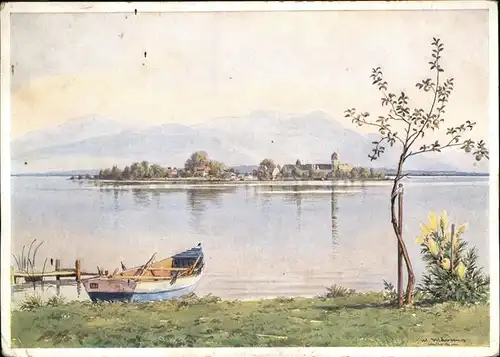 Chiemsee Fraueninsel
Aquarell von 
Max Maertens / Chiemsee /Rosenheim LKR