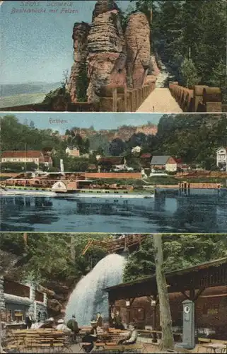 Rathen Saechsische Schweiz Basteibruecke Schiff / Rathen Sachsen /Saechsische Schweiz-Osterzgebirge LKR