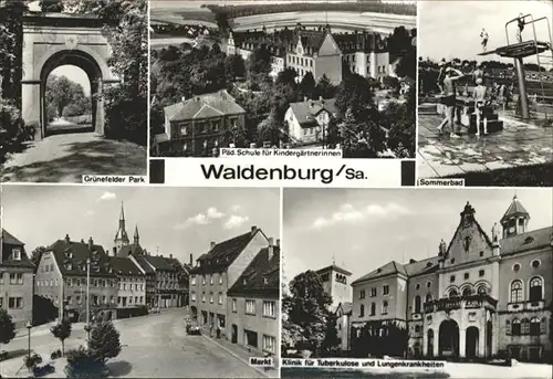 Waldenburg Sachsen Sommerbad Gruenefelder Parl Schule fuer Kindergaertnerinnen Markt Klinik  / Waldenburg Sachsen /Zwickau LKR