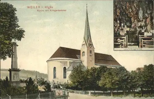 Weiler-Simmerberg Kirche Krieger Denkmal  Lourdesgrotte / Weiler-Simmerberg /Lindau LKR