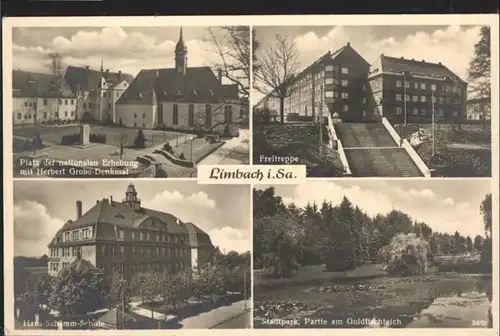 Limbach-Oberfrohna Herbert Grobe-Denkmal Freitreppe Stadtpark  *