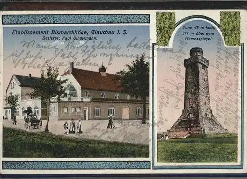 Glauchau Glauchau Sachsen Etablissement Bismarckhoehe Turm x / Glauchau /Zwickau LKR