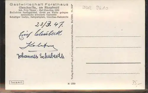 Glauchau Glauchau Sachsen Forsthaus Ruempfwald * / Glauchau /Zwickau LKR