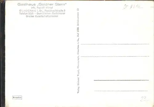 Glauchau Gasthaus Goldner Stern Sachsen Pestalozzistrasse 3 *