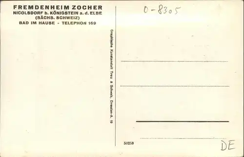 Koenigstein Saechsische Schweiz Nicolsdorf Fremdenheim Zocher *