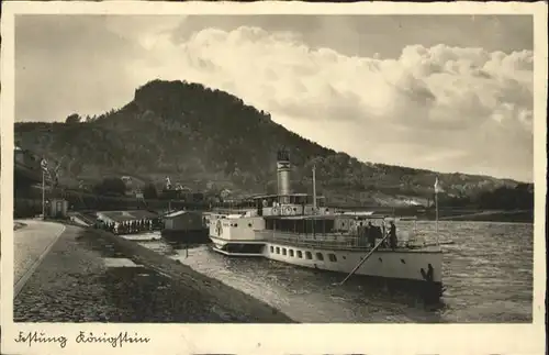 Koenigstein Saechsische Schweiz Festung Elbe Flussdampfer *