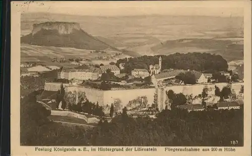 Koenigstein Saechsische Schweiz Festung Lilienstein Fliegeraufnahme  x