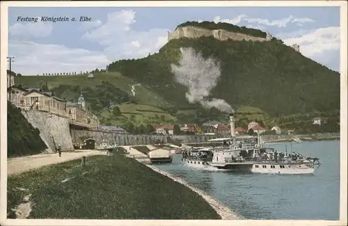 Koenigstein Saechsische Schweiz Festung Elbe Flussdampfer *
