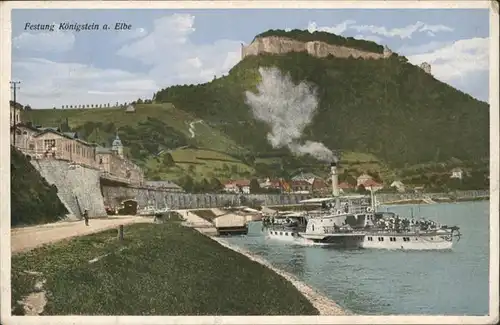 Koenigstein Saechsische Schweiz Festung Elbe Flussdampfer x