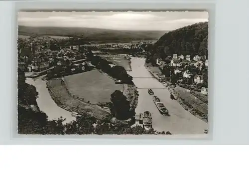 Hann. Muenden Flussschifffahrt Blick vom Dingelstedt-Pressel-Denkmal *