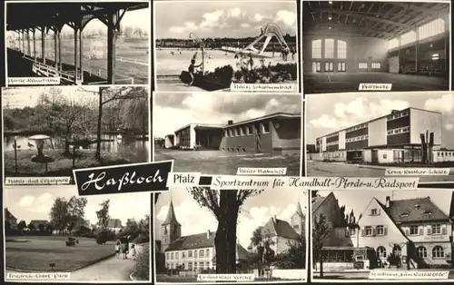 Hassloch Pfalz Pferderennbahn Schwimmbad Ernst Reuther Schule Friedrich Ebert Park Gasthaus zum Ratskeller *