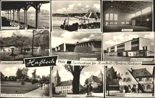 Hassloch Pfalz Pferderennbahn Schwimmbad Ernst Reuther Schule Friedrich Ebert Park Gasthaus zum Ratskeller *