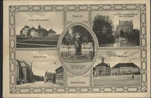 Bischofswerda Lehrerseminar Teich Friedrich August Park Schule Bahnhofstrasse Denkmal August des Gerechten Marktplatz  x