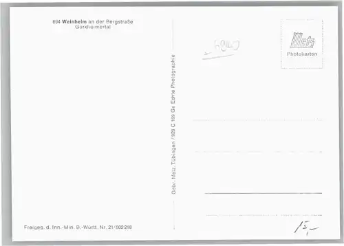 Weinheim Bergstrasse Fliegeraufnahme Gorxheimertal *