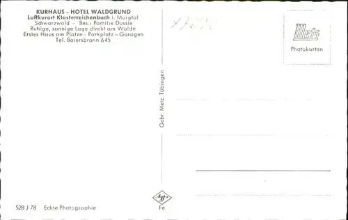 Klosterreichenbach Kurhaus Hotel Waldgrund *