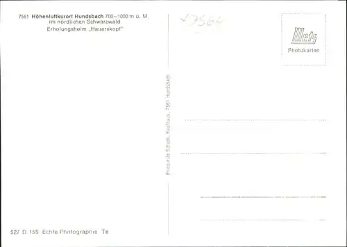 Hundsbach Forbach Erholungsheim Hauerskopf *