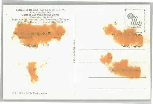 Buhlbach Obertal Buhlbach Pension zur Blume * / Baiersbronn /Freudenstadt LKR