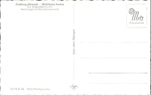 wu75466 Baerental Feldberg Baerental Waldhotel Andris * Kategorie. Feldberg (Schwarzwald) Alte Ansichtskarten