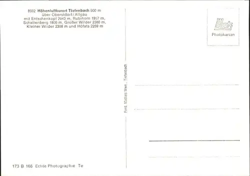 Tiefenbach Passau Tiefenbach Entschenkopf Rubihorn Schattenberg * / Tiefenbach /Passau LKR