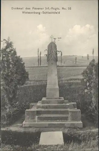 Weissenburg Schlachtfeld Denkmal des Posener Infanterie-Regiments No. 58 *