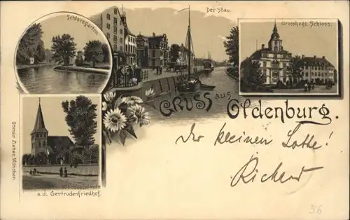 Oldenburg Niedersachsen Oldenburg Oldenburg Stau Schloss Schlossgarten Gertrudenfriedhof Litho x / Oldenburg (Oldenburg) /Oldenburg  Stadtkreis