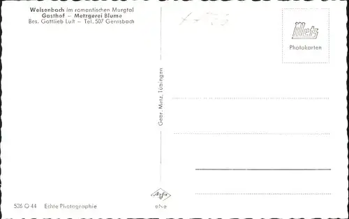 Weisenbach Murgtal Weisenbach Gasthof Blume * / Weisenbach /Rastatt LKR