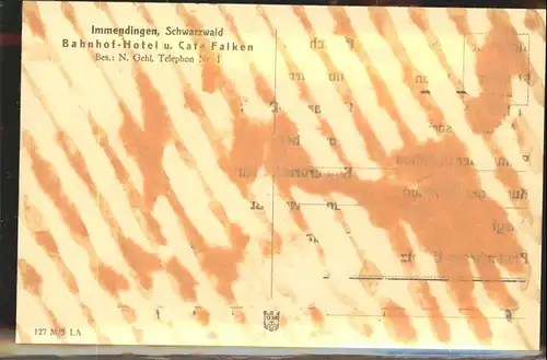 Immendingen Schwarzwald Bahnhof-Hotel Cafe Falken *