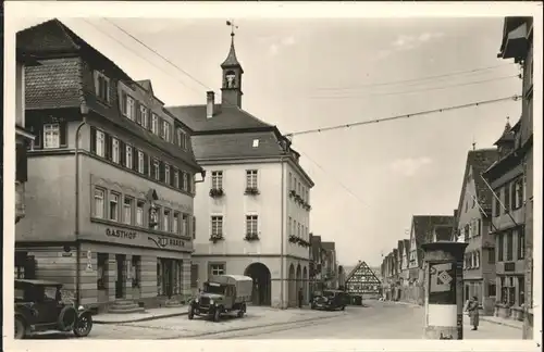 Marbach Neckar Rathaus Gasthof Baeren Litfasssaeule *