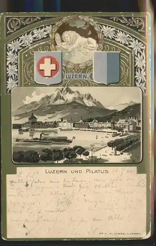 Luzern LU Pilatus, Wappen, Loewe, Praegedruck / Luzern /Bz. Luzern City