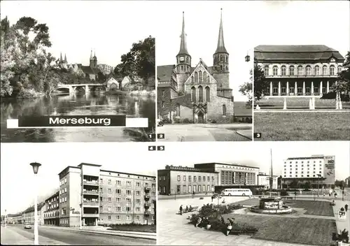 Merseburg Neumarktsbruecke
Dom
Schlossgartensalon
StraÃŸe des Friedens
Gargarinplatz
Bahnhof
Kosmonautenbrunnen Kat. Merseburg