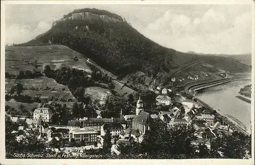 Koenigstein Saechsische Schweiz Festung Koenigstein Stadt Kat. Koenigstein Saechsische Schweiz