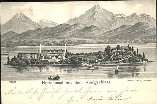 Chiemsee Herreninsel Koenigs Schloss Boot Kat. Chiemsee