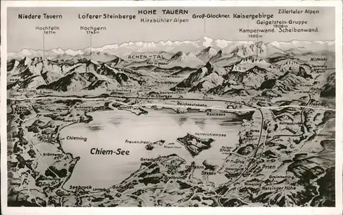 Chiemsee Landkarte Hohe Tauern Zillertaler Alpen Kat. Chiemsee