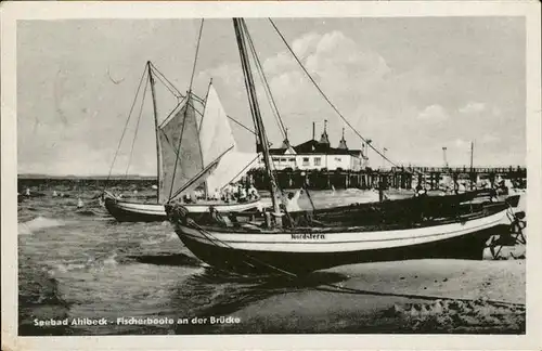 Ahlbeck Seebad Fischerboote Bruecke Kat. Heringsdorf
