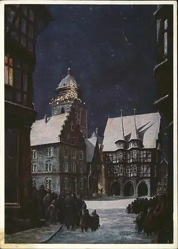 Alsfeld Weihnachtsabend Originalgemaelde K. Weitzel Kat. Alsfeld