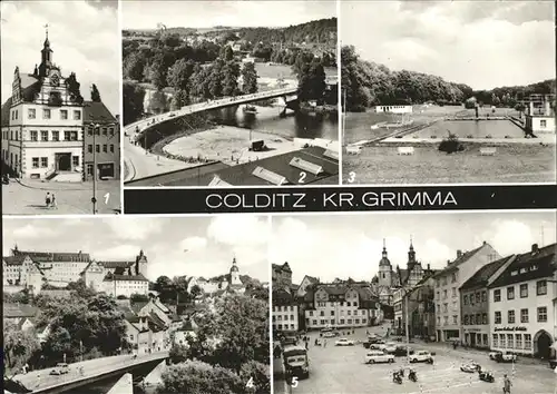 Colditz Autos Bruecke Schwimmbad Kat. Colditz
