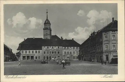 Bischofswerda Markt Waagen Menschen Kat. Bischofswerda