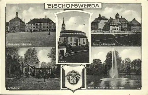 Bischofswerda Butterber Friedrich August Park Wappen Schule Kat. Bischofswerda