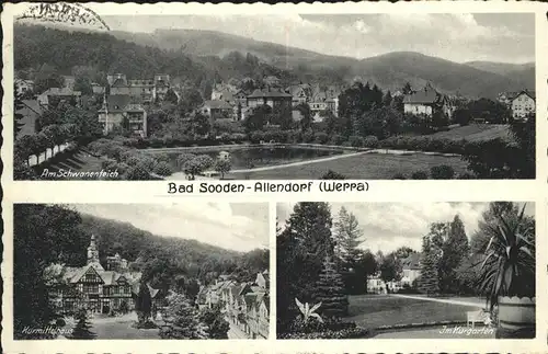 Bad Sooden-Allendorf Schwanenteich Kurmittelhaus Kurgarten Kat. Bad Sooden-Allendorf