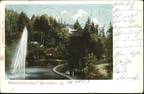 Annaberg-Buchholz Erzgebirge Annaberg-Buchholz Waldschloesschen Springbrunnen Teich x / Annaberg /Erzgebirgskreis LKR